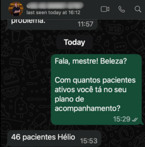 Depoimento de aluno no WhatsApp