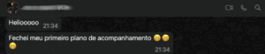 Depoimento de aluno no WhatsApp